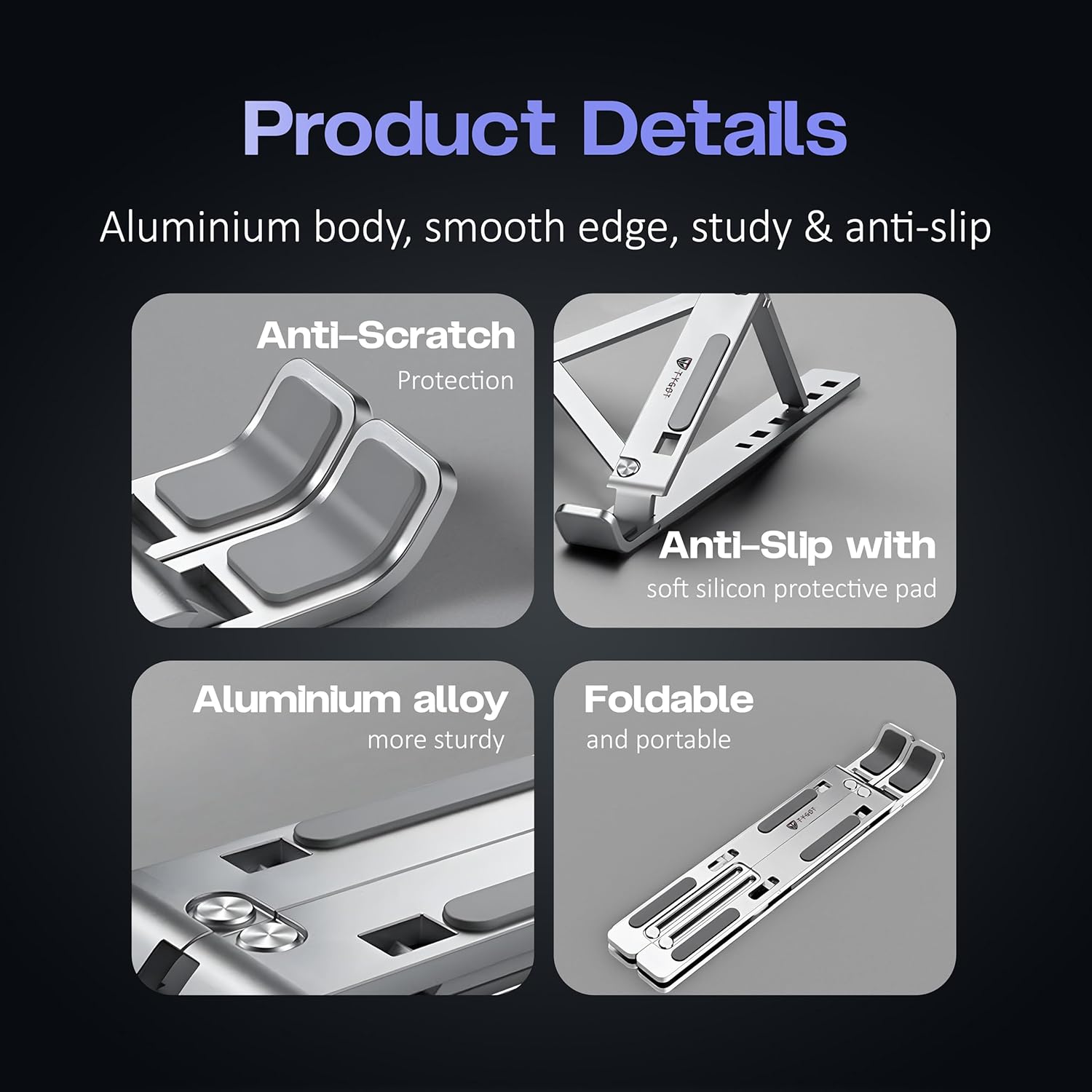 6 Angles Adjustable Aluminum Ergonomic Foldable Portable Tabletop ...